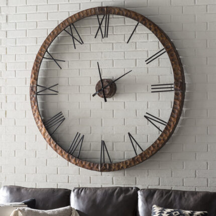 Oberon 60" Oversized Wall Clock Rustic Modern Look
